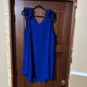 Elegant Blue Ruffle Sleeve Women's Top